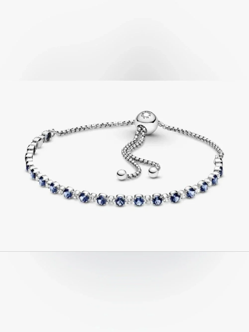 Pandora Blue & Clear Sparkle Slider Silver Bracelet